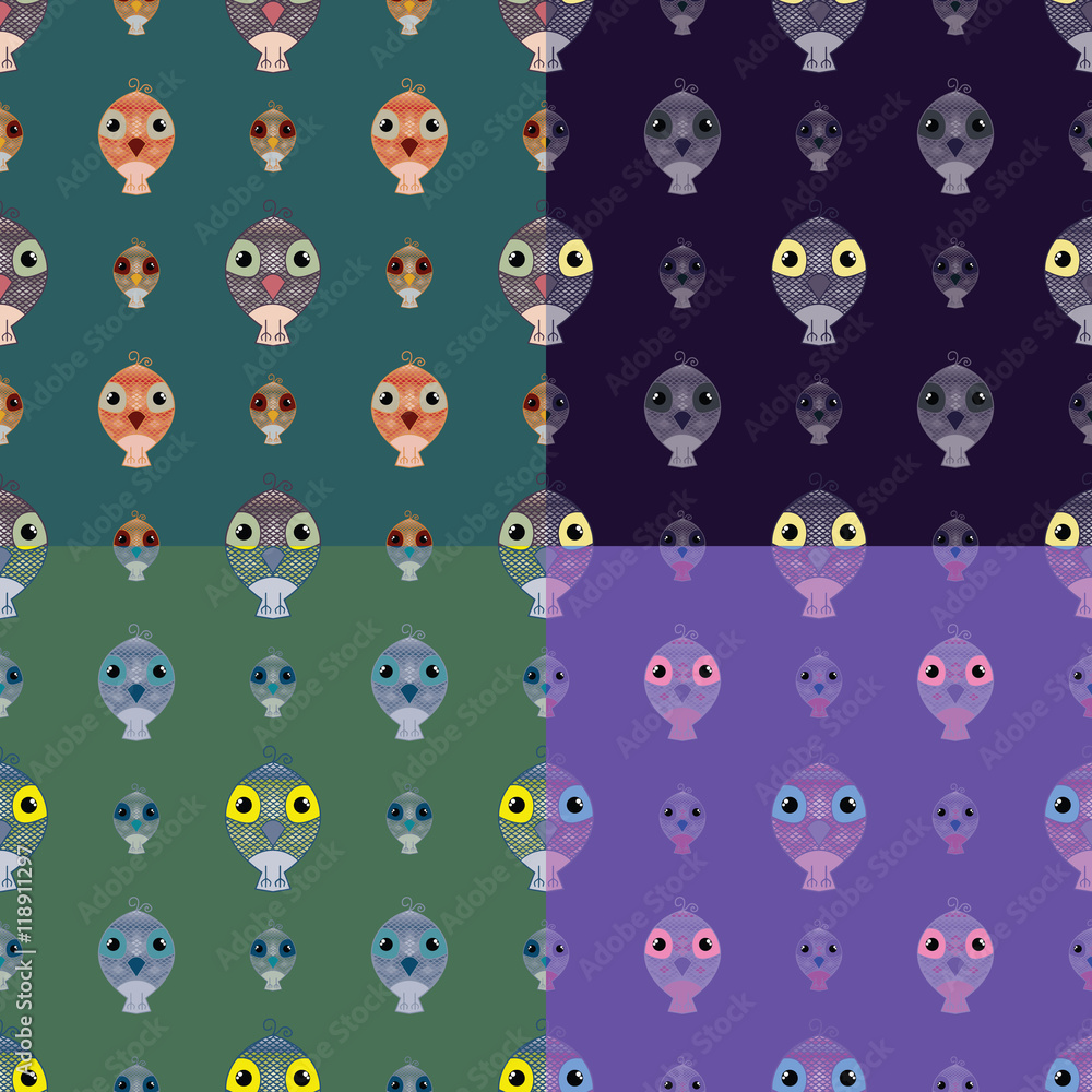 Set of seamless pattern owl backgrounds Set of seamless pattern owl backgrounds