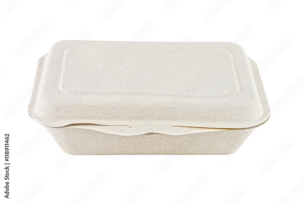 Bagasse box for food isolated on white background. It is made from nature. Bagasse box for food isolated on white background. It is made from nature.