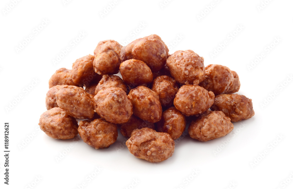 Peanut glazed with sugar isolated on white Peanut glazed with sugar isolated on white