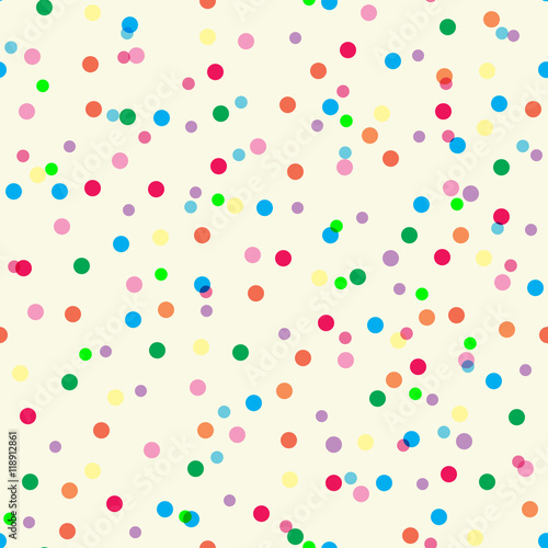 colorful polka dot seamless pattern on beige color background