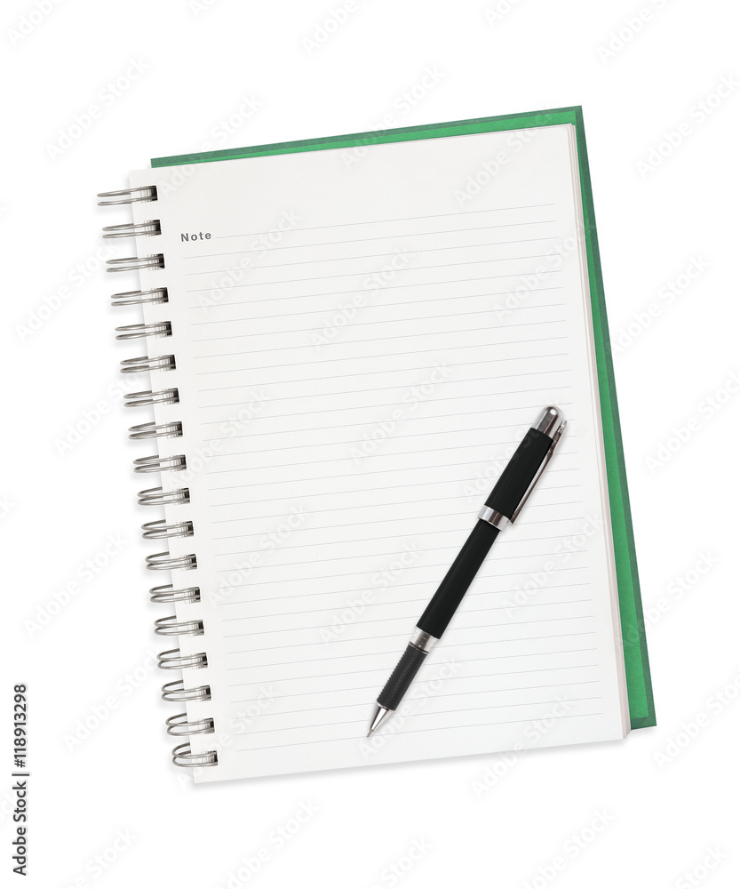 Blank note book with pen isolated on white background Blank note book with pen isolated on white background