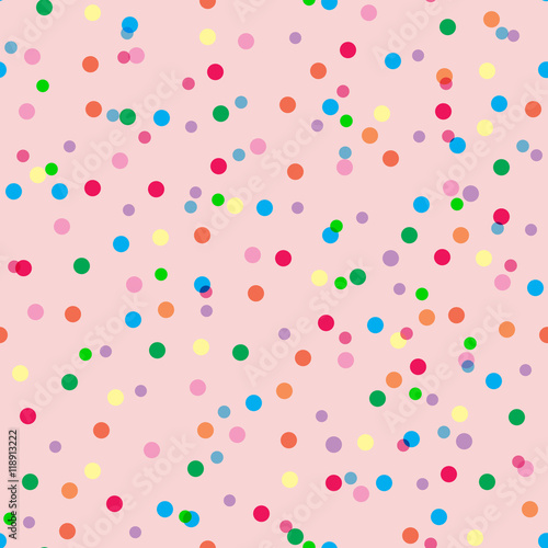 colorful polka dot seamless pattern on brown color background