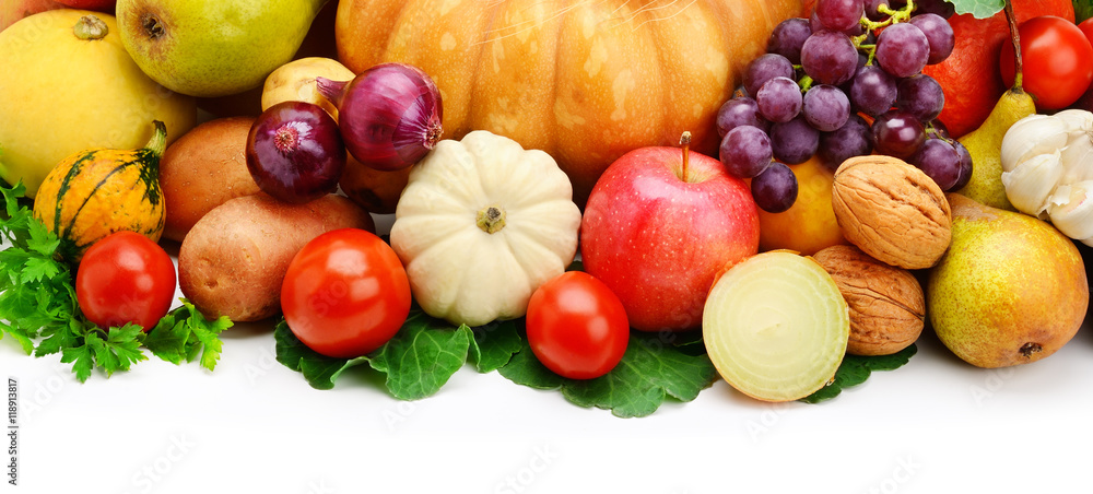 fruits and vegetables isolated on a white background fruits and vegetables isolated on a white background