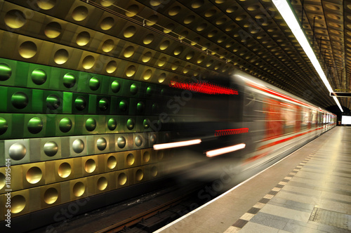 Photography Red metro chasing underground station