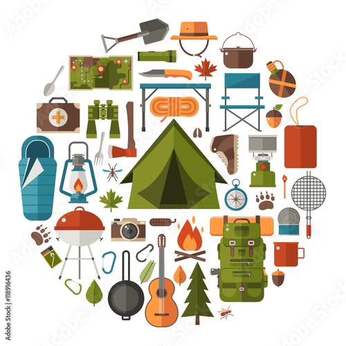 Camping and Hiking Vector Icons