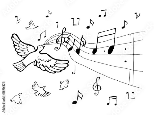 bird formed from a music notation singing