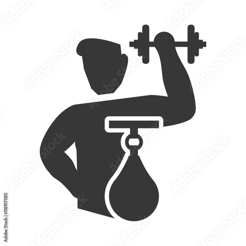 bag weight lifting man healthy lifestyle fitness silhouette icon. Flat and Isolated design. Vector illustration