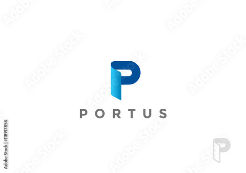 Letter P Logo ribbon design vector. Monogram Logotype icon