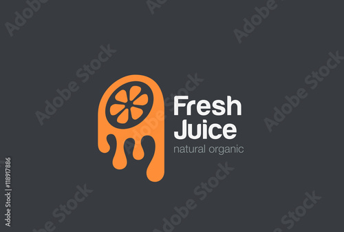 Orange fresh Juice logo design vector. Lemon Logotype icon
