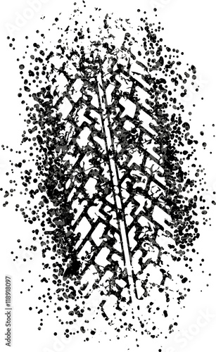 Vector trail design trace of the tyre in grunge style