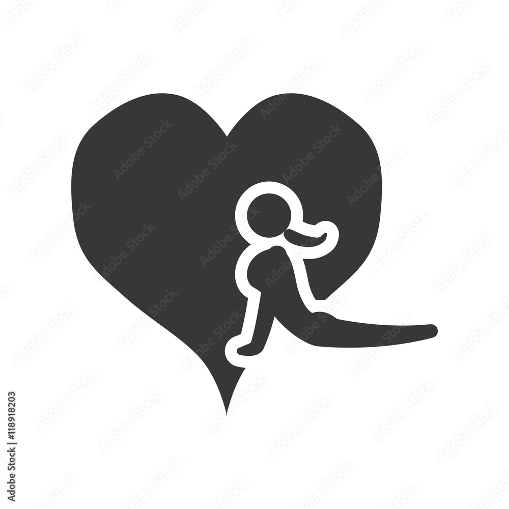 heart stretching healthy lifestyle fitness silhouette icon. Flat and Isolated design. Vector illustration heart stretching healthy lifestyle fitness silhouette icon. Flat and Isolated design. Vector illustration
