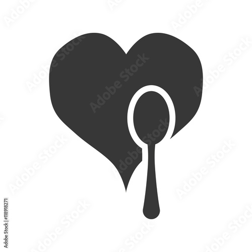 heart spoon healthy organic food silhouette icon. Flat and Isolated design. Vector illustration