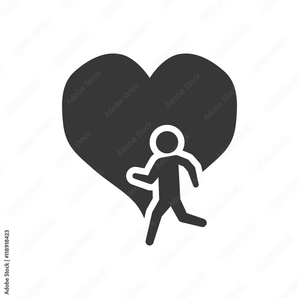 heart running healthy lifestyle fitness silhouette icon. Flat and Isolated design. Vector illustration heart running healthy lifestyle fitness silhouette icon. Flat and Isolated design. Vector illustration