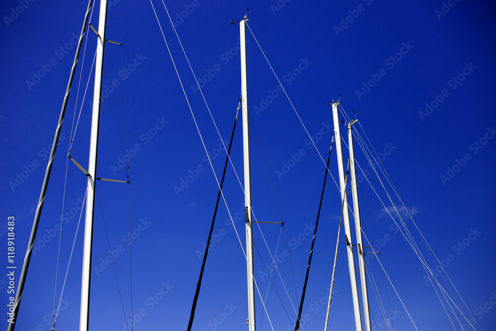 Sailboats masts in Sibenik harbour, Croatia Sailboats masts in Sibenik harbour, Croatia