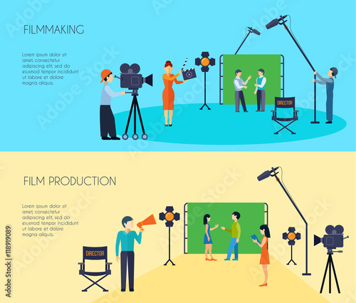 Filmmaking Process 2 Flat Horizontal Banners 