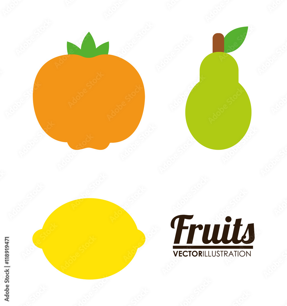 mandarin lemon pear fruit healthy organic food icon. Colorful and flat design. Vector illustration mandarin lemon pear fruit healthy organic food icon. Colorful and flat design. Vector illustration