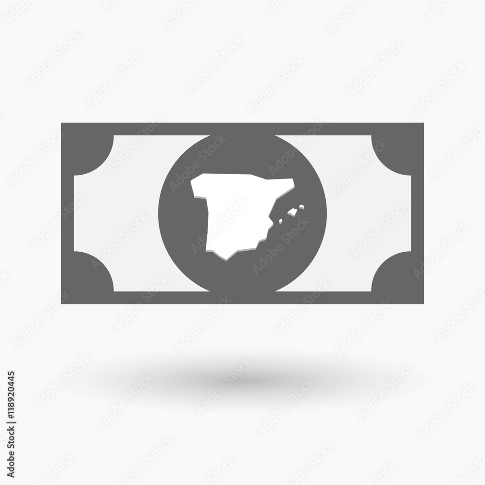 Fototapeta premium Isolated bank note icon with the map of Spain