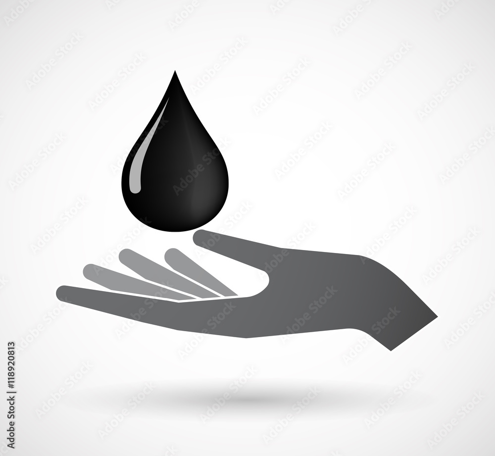 Isolated offerign hand icon with an oil drop icon Isolated offerign hand icon with an oil drop icon