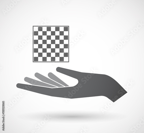 Isolated offerign hand icon with a chess board