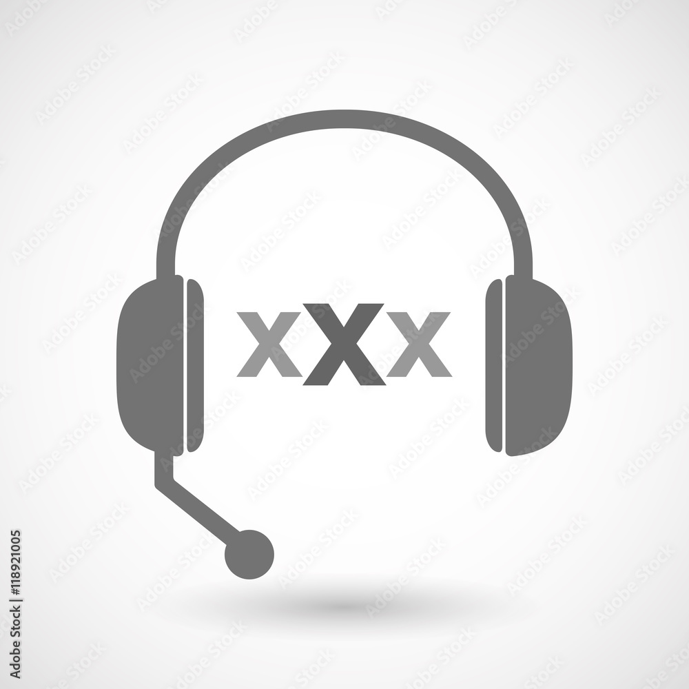 Isolated hands free headset icon with a XXX letter icon Isolated hands free headset icon with a XXX letter icon