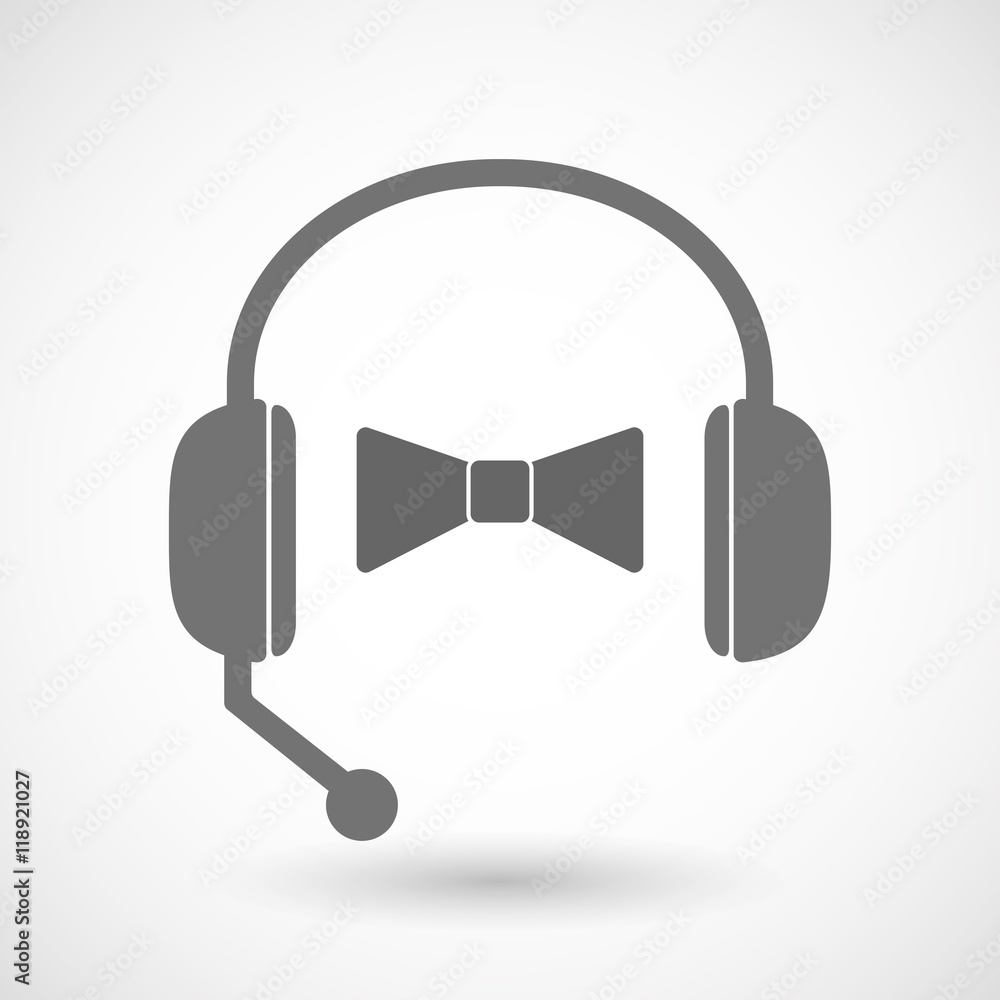 Isolated hands free headset icon with a neck tie icon Isolated hands free headset icon with a neck tie icon