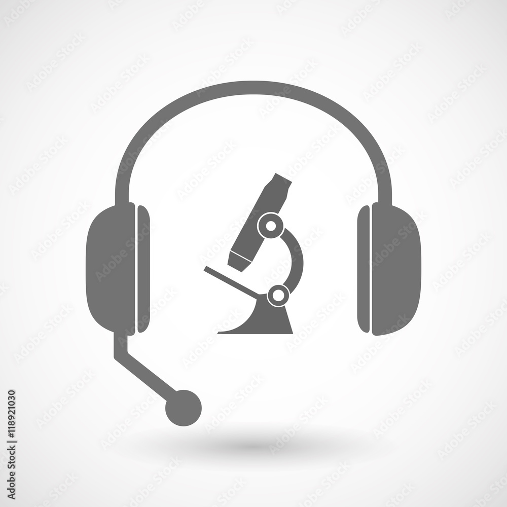 Isolated hands free headset icon with a microscope icon Isolated hands free headset icon with a microscope icon