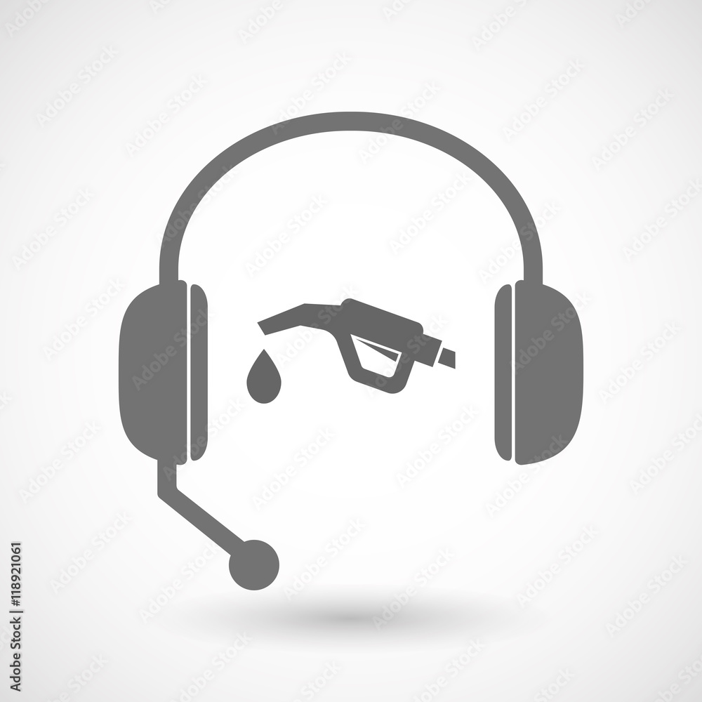 Isolated hands free headset icon with a gas hose icon Isolated hands free headset icon with a gas hose icon