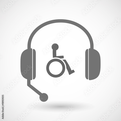 Isolated  hands free headset icon with  a human figure in a whee