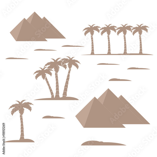 Nice picture showing love to travel: pyramids and palm trees