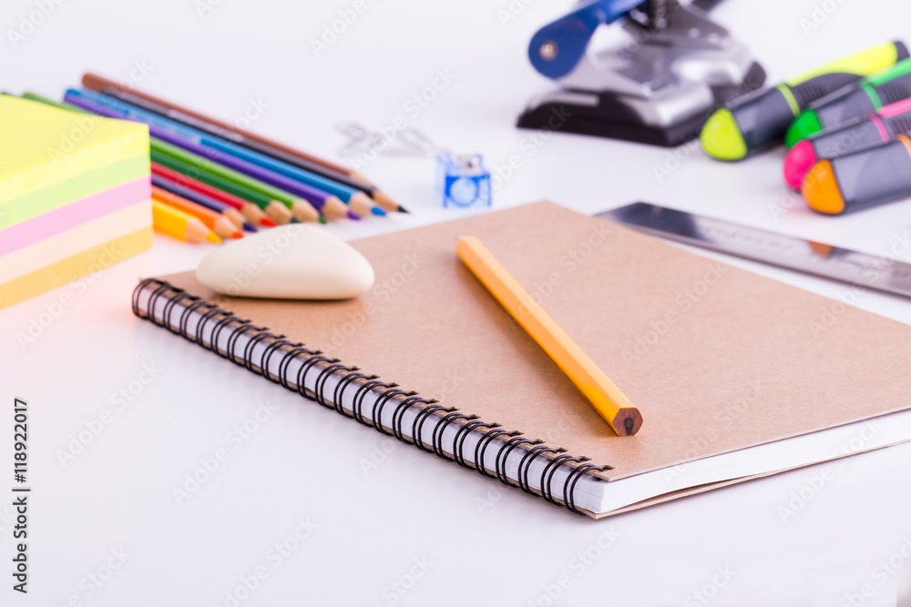 School supplies isolated on white background. School supplies isolated on white background.