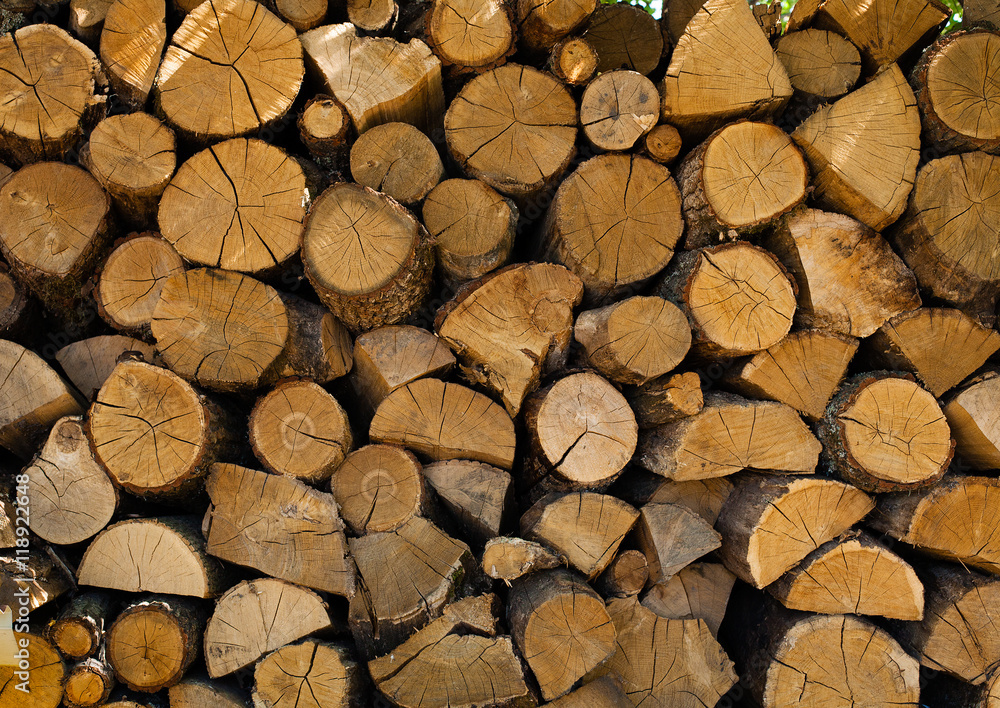 Pile of firewood. Preparation of firewood for the winter. Backgr Pile of firewood. Preparation of firewood for the winter. Backgr