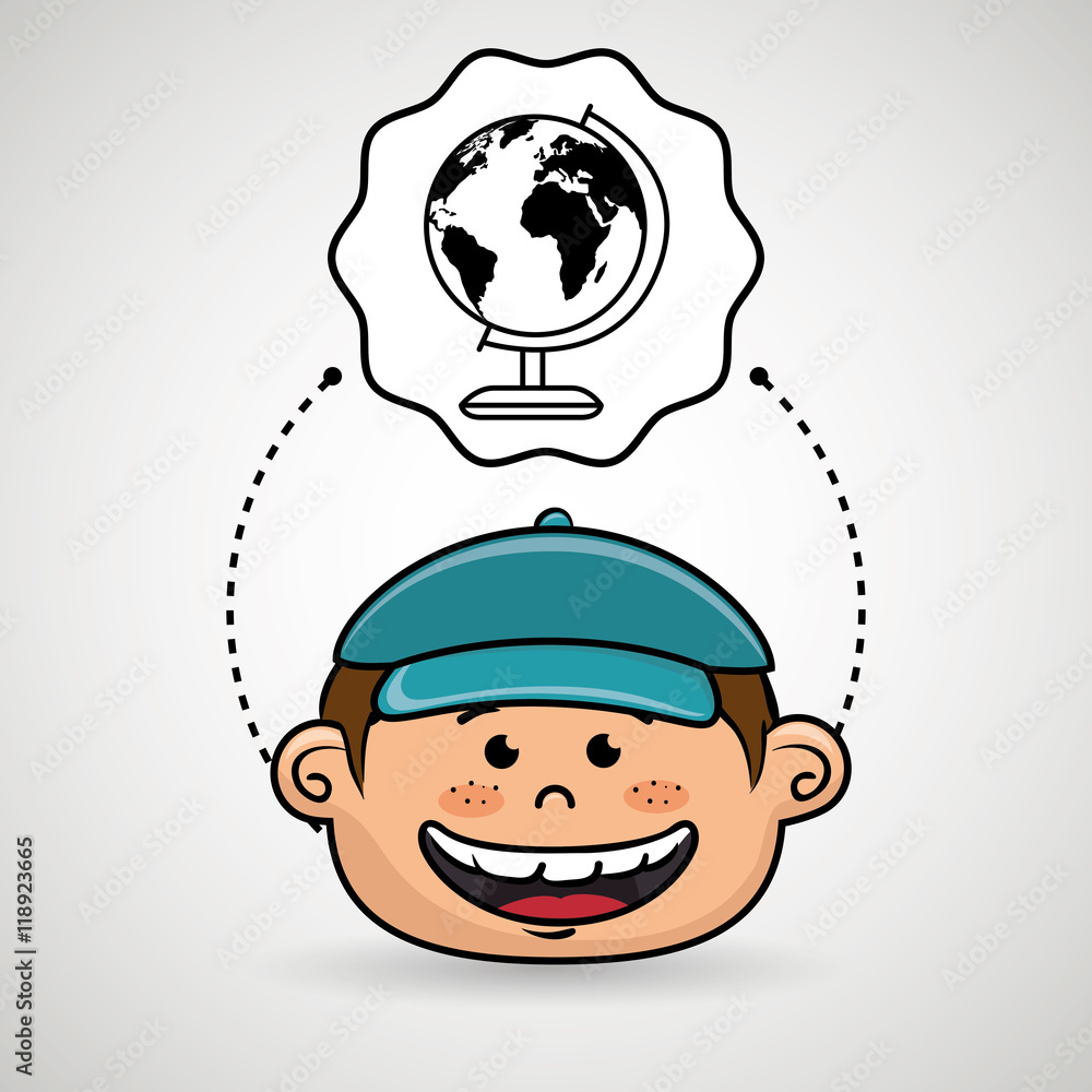 Obraz premium boy cartoon cap icon vector illustration design