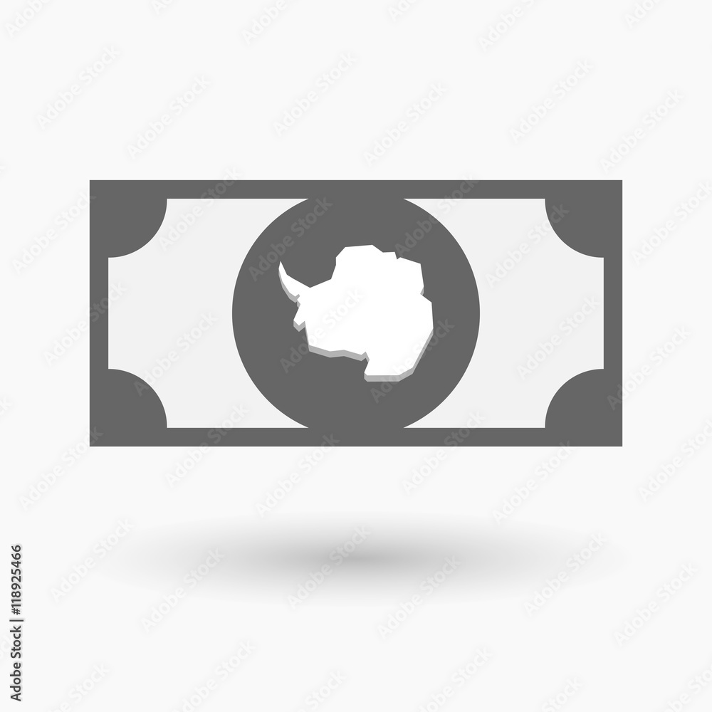 Fototapeta premium Isolated bank note icon with the map of Antarctica
