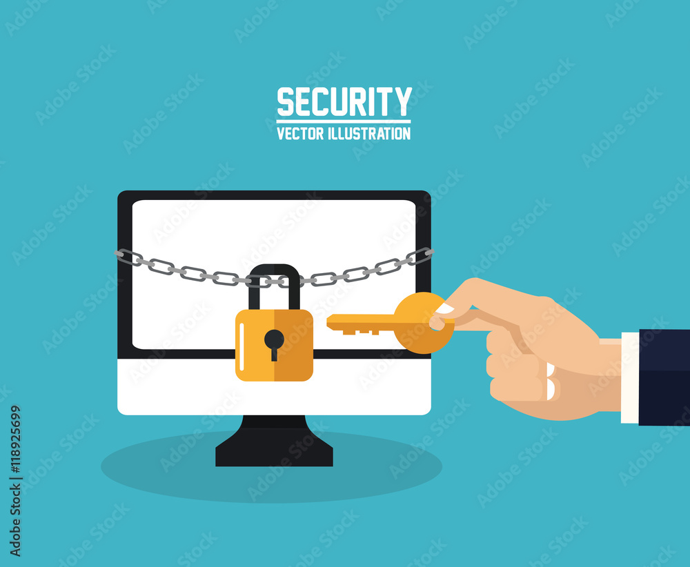 computer padlock cyber security system technology icon. Colorful and flat design. Vector illustration computer padlock cyber security system technology icon. Colorful and flat design. Vector illustration