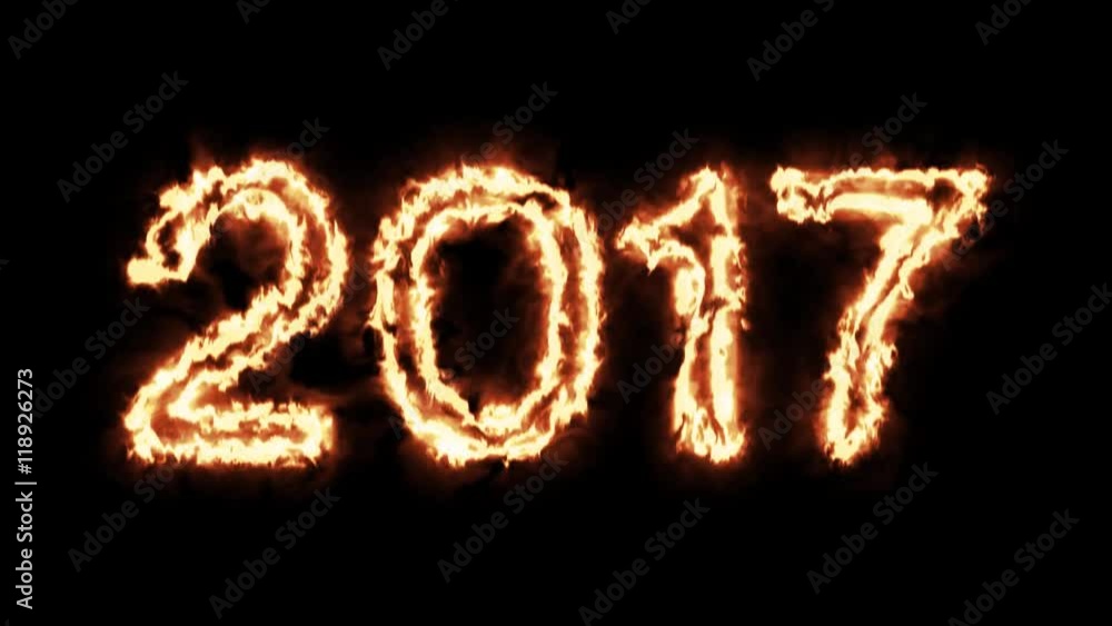 Happy new year 2017. Fire text in 4k ultra hd Happy new year 2017. Fire text in 4k ultra hd