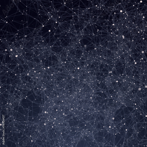 Abstract triangles space low poly. Dark background with connecting dots and lines. Light connection structure. Polygonal vector background. Futuristic hud. Night sky with stars. 