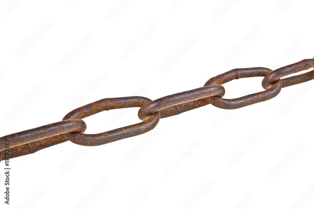Obraz premium Old rusty chain isolated on a white background