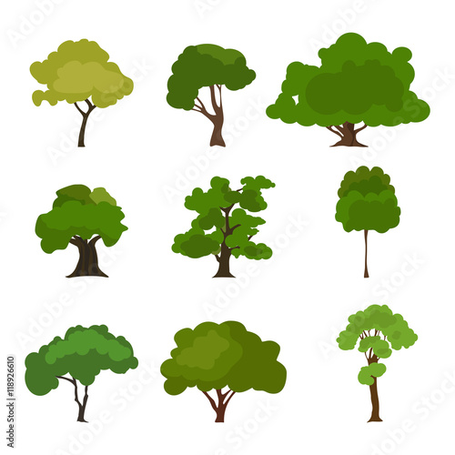 Tree icon set. Rree silhouette forest  leaf tree vector  tree isolated  tree branch