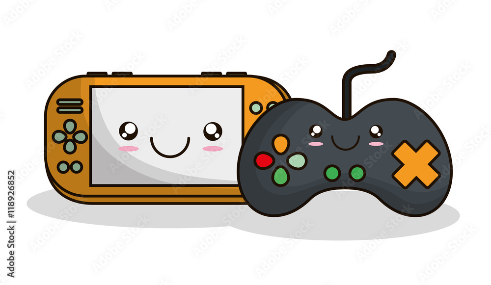 videogame control kawaii cartoon smiling technology icon. Colorful and flat design. Vector illustration videogame control kawaii cartoon smiling technology icon. Colorful and flat design. Vector illustration