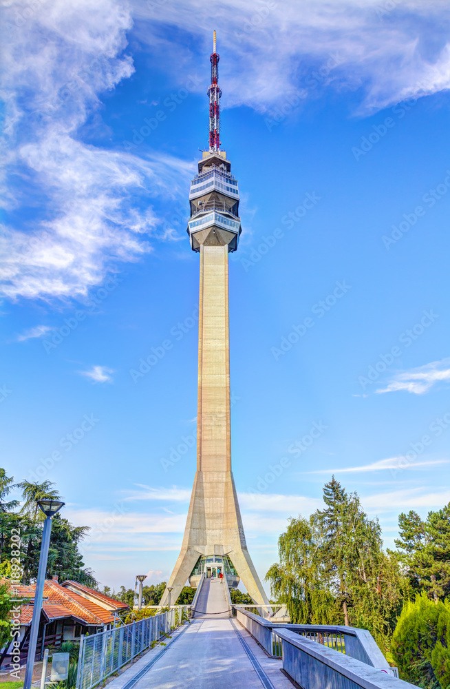 Access to the television tower on the Avala, Belgrade, Serbia.
