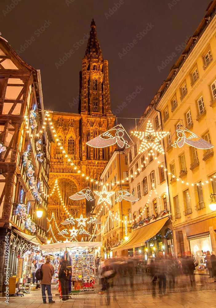 Wunschmotiv: Christmas market & cathedral in Strasbourg, France #118928646