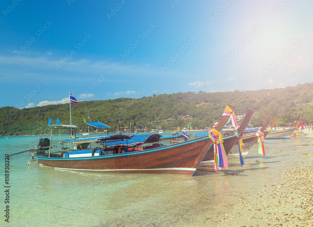 Boats on beach island in Thailand