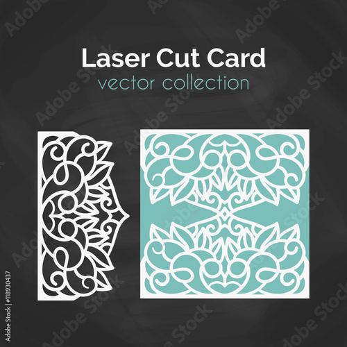 Laser Cut Card. Template For Laser Cutting. Cutout Illustration With Abstract Decoration. Die Cut Wedding Invitation Card.