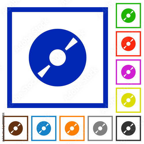 DVD disk framed flat icons