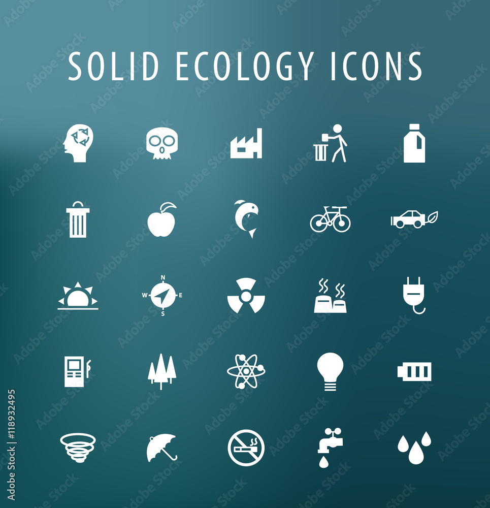 Set of 25 Universal Ecology Icons. Isolated Elements.