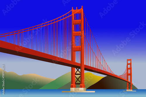 Golden Gate Bridge in San Francisco, vector illustration #118932623
