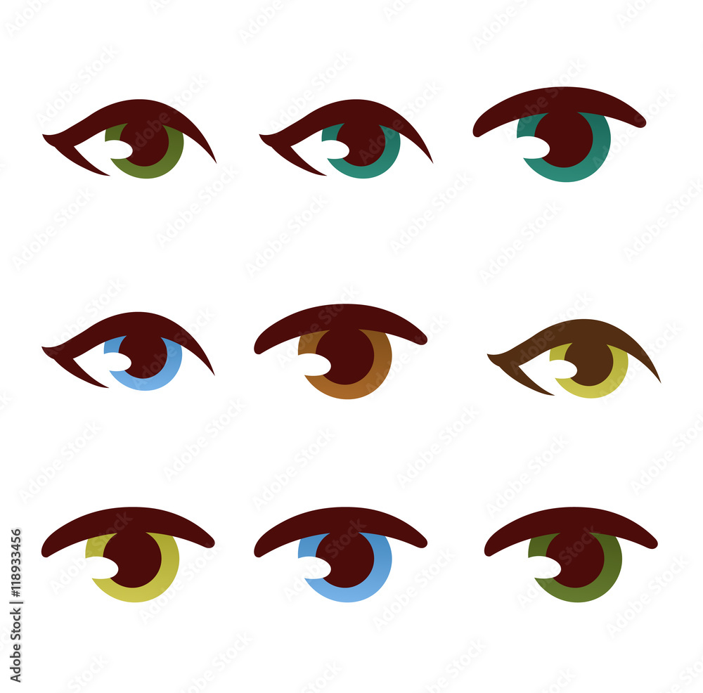 Naklejka premium Human eye vector set.