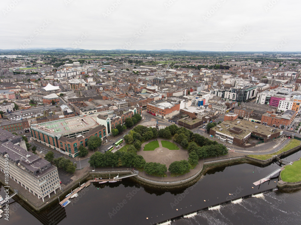 Aerial view cityscape of limerick city skyline, ireland