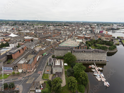 Aerial view cityscape of limerick city skyline, ireland