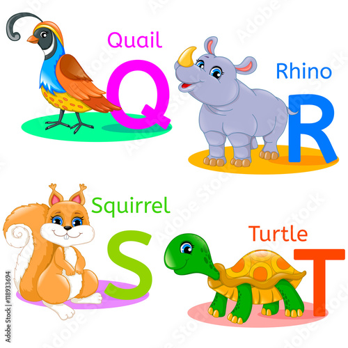 Alphabet kids animals QRST